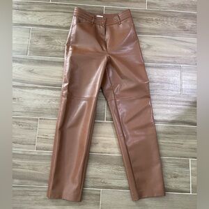 Aritzia Wilfred Vegan Leather Funk Pant - Cognac